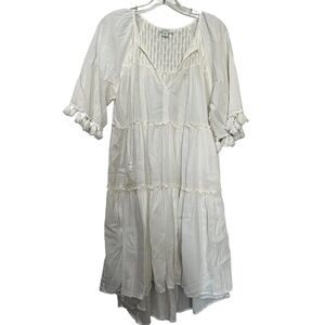 Sundance Small 💯 Cotton White Bohemian Cottagecore Midi Tassel Dress R1